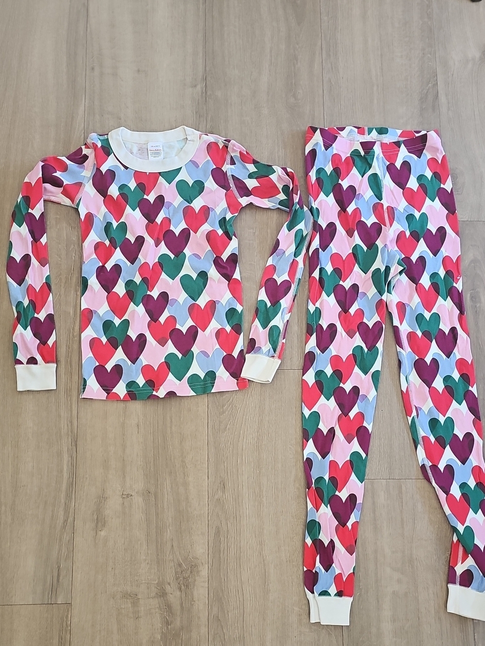 Hanna Andersson Multicolor Heart-Print Long Sleeve Pajama Set Size 12